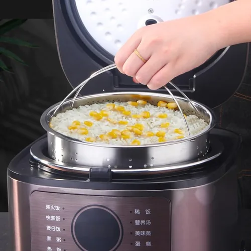 Vista 4 de Cesta de vapor de acero inoxidable con estante de salvamanteles de 8.26 pulgadas