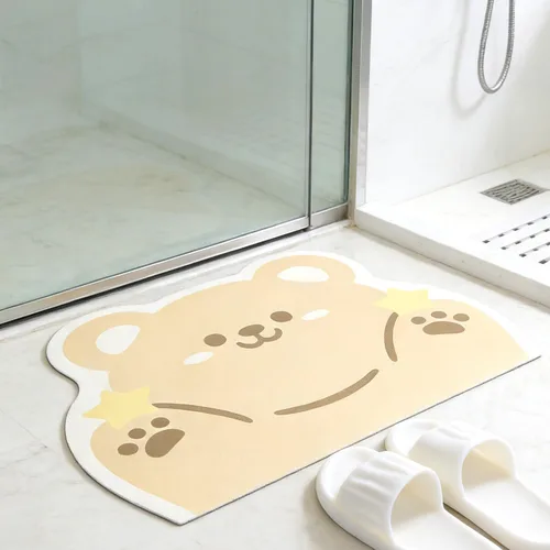 Vista 10 de Tapete de baño con bonitos animales, de secado rápido, antideslizante, súper absorbente, delgado, para el suelo del baño, frente a la bañera, fácil