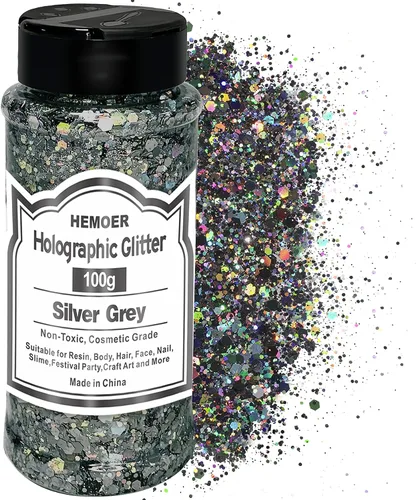 Vista 17 de HEMOER Purpurina Gruesa Holográfica, 12 Colores de Lentejuelas Brillantes, Conjunto de Purpurina de Poliéster Exclusivo Mixto para Resina Epoxi