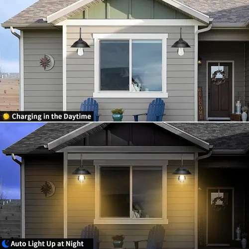 Vista 6 de Luz solar para granero, luz solar de pared para exteriores con 3 modos de iluminación y sensor de movimiento, luz impermeable estilo granja