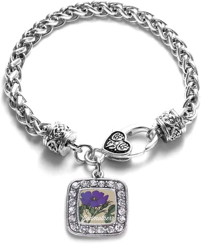 Vista 127 de Pulsera de dijes cuadrados de plata con joyería de circonita cúbica