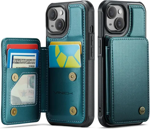 Vista 10 de Vinich for iPhone XR Wallet Case with Card Holder, Black RFID Blocking Credit Slots, Kickstand, Shockproof Flip Phone Cover, PU Leather, Double