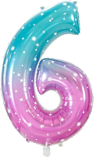 Vista 7 de Globos de números grandes de 40 pulgadas, globos del número 0 para decoraciones de fiesta de cumpleaños Número 0-espacio de color degradado