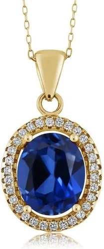 Vista 77 de Gem Stone King Collar con colgante de plata chapada en oro amarillo de 18 quilates de 0.433 x 0.354 in con piedra natal ovalada para mujer