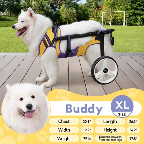 Vista 8 de Silla de ruedas para perros para patas traseras, grande, pequeña, silla de ruedas para perros, carritos ajustables para perros con ruedas para patas