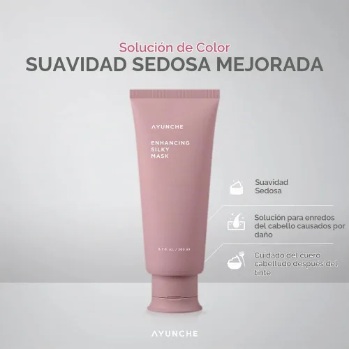 Vista 2 de AYUNCHE - Mascarilla para cabello sedoso mejorador, para cabello teñido de Mascarilla para el cabello