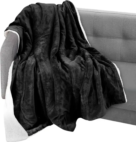 Vista 25 de Elegant Comfort Manta, Manta Reversible de Franela Sherpa, Ultra-Suave, Mullida, Acogedora y Afelpada - Manta Decorativa Ligera para Todas las Gris