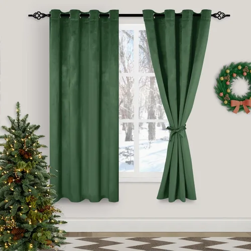 Vista 55 de XWZO Cortinas de terciopelo azul de 63 pulgadas de largo, elegantes cortinas de lujo suaves para sala de estar, aislamiento térmico, oscurecimiento