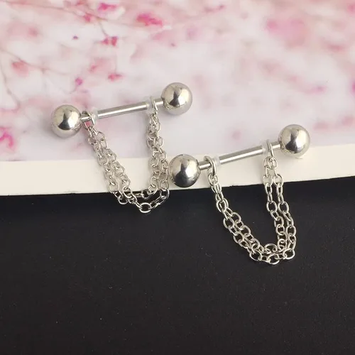 Vista 2 de Caiyao 2 anillos de acero quirúrgico 316L de 16 G, sin rosca, para tabique, joyería para mujeres y hombres, aretes de hélice de calibre 16