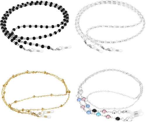 Vista 17 de ONESING 4-10 piezas Cadenas de gafas para mujer, soporte de cadena para anteojos, correa para gafas, cadena para anteojos, cordón para gafas, regalo