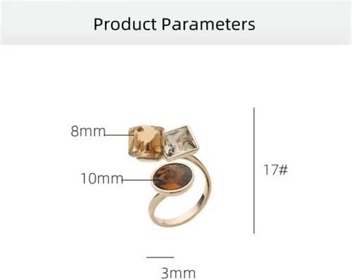 Vista 6 de Anillo abierto ajustable de cristal geométrico para mujeres y niñas, bisel apilable redondo, corte princesa, cubo CZ Art Déco, ajuste cómodo, moda