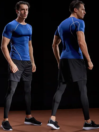 Vista 5 de NELEUS Paquete de 3 camisetas de entrenamiento de capa base de compresión atlética para hombre