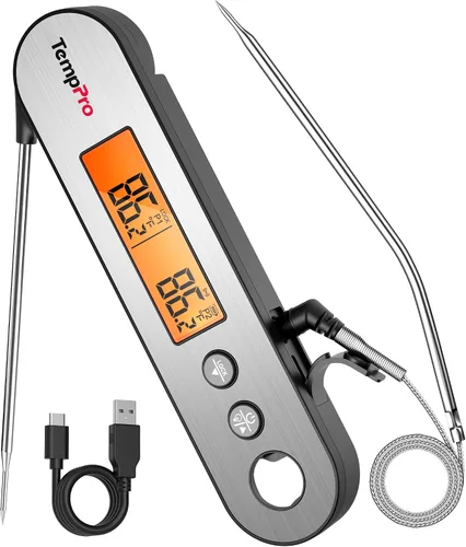 Vista 9 de TempPro TP610W - Termómetro recargable de lectura instantánea para cocinar, termómetro digital de acero inoxidable para carne, con alarma