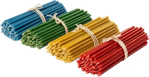 Vista 11 de Diveevo Velas de cera de abeja eclesiásticas - 50 uds. Velas rituales I de 6.3 pulgadas, Ø-0.2 in I 30 min Tiempo de combustión Amarillo, rojo
