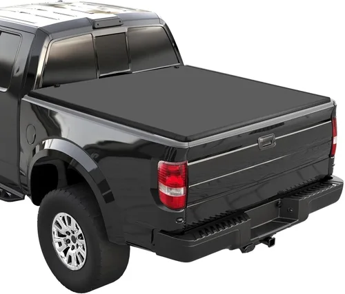 Vista 8 de Cubierta suave para caja de camioneta plegable cuádruple compatible con Ford F150 2009-2014 caja de 5.5 pies
