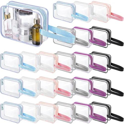 Vista 12 de Silkfly Clear Toiletry Bag PVC Travel Cosmetic Bag with Handle Strap Makeup Pouch with Zipper Summer Vacation Salon Graduation Gift End of the Year