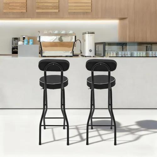 Vista 7 de 2-Pack Foldable Bar Stool - 275lbs Capacity Tall Folding Chair, 50mm Thick PU Cushion, Non-Slip Feet & Safety Latch, Counter Height Folding Chairs