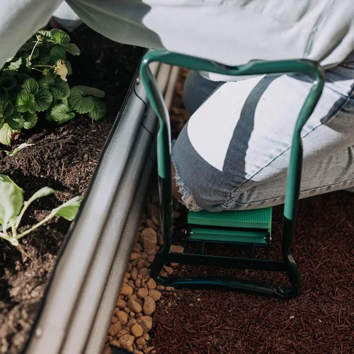 Vista 5 de Backyard Expressions Garden Kneeler & Seat – Taburete de jardín 2 en 1, banco de jardinería plegable con almohadilla acolchada para deshierbe