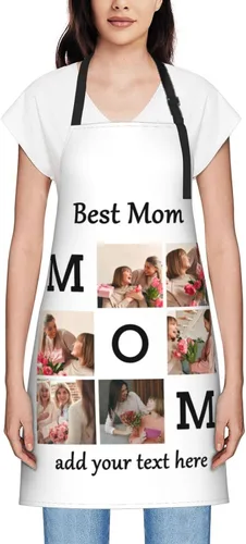 Vista 85 de Delantales personalizados para mujer, diseño de delantal de chef ajustable con nombre, textos, fotos, flores, regalos para el día de la madre