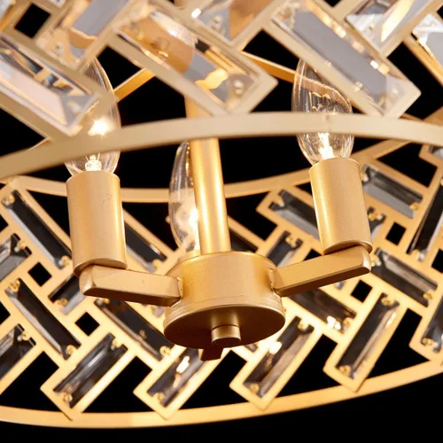 Vista 6 de AGV LIGHTING Lámpara de Techo Semiempotrada Dorada, Lámpara de Araña de Cristal para Techo para Dormitorio, Cocina, Pasillo