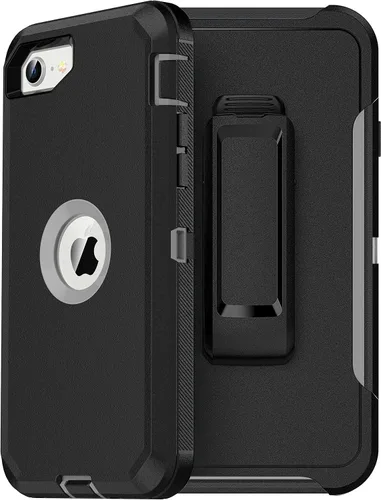 Vista 24 de MXX Funda diseñada para iPhone SE 2020/SE 2022, funda protectora resistente con protector de pantalla [3 capas] cubierta de protección de goma