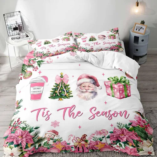 Vista 39 de LUVIVIHOME 2 piezas de funda de edredón de Navidad, juego de ropa de cama individual, ropa de cama rústica de cabaña, colcha de Navidad y Día