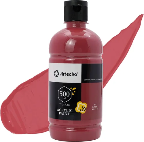Vista 19 de Artecho Juego de pintura acrílica de 12 colores en envases grandes (500ml/17oz), pintura para manualidades artísticas para suministros de arte
