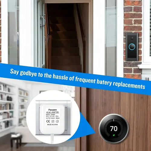 Vista 3 de Adaptador de Cable C para Termostato Inteligente, Fuente de Alimentación de CA de 24V, Compatible con Nest Hello August Ring Timbre de Puerta