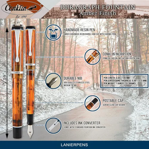 Vista 6 de Pluma estilográfica Conklin Duragraph Amber (CK71340)