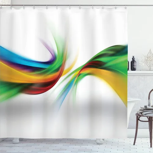 Vista 14 de set de cortina para baño decorativa de tela de poliéster con ganchos