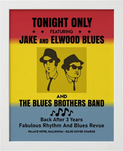 Vista 14 de Tonight Only-Jake & Elwood Blues-The Blues Brothers Band Arte de Pared Vintage, Arte de Pared Retro de TV con Impresión de Silueta de John