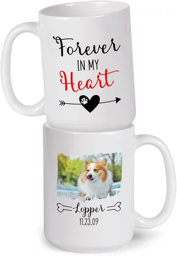 Vista 11 de Taza de café blanca personalizada con foto, con texto en inglés «To The World's Best Dog Dad We Woof You», taza de café blanca de 11 onzas y 15