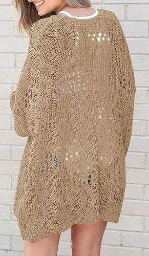 Vista 3 de Lightweight Summer Cardigan for Women Spring Netted Crochet Knit Cardigans Sweaters