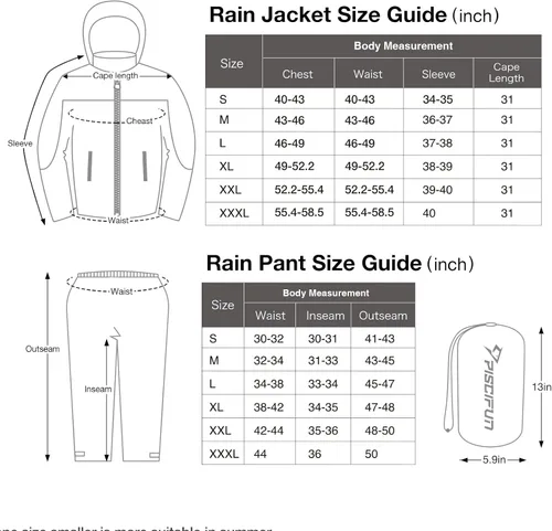 Vista 7 de Piscifun Rain Suit, Lightweight Soft Rainwear, Waterproof Breathable 2 Pieces Rain Gear
