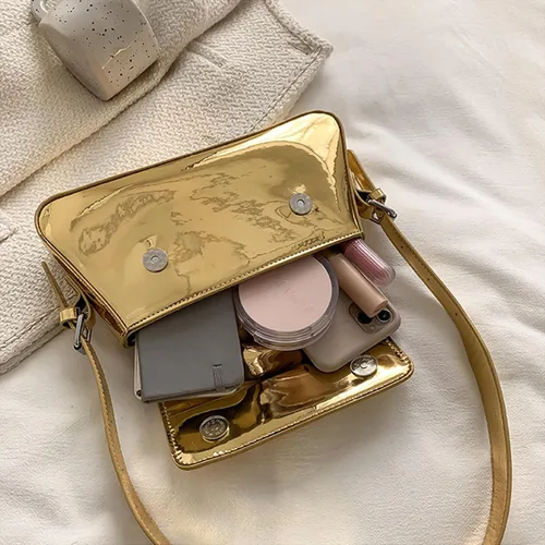 Vista 9 de Bolso de noche Y2K plateado dorado embrague bolso de hombro bolso de fiesta metálico