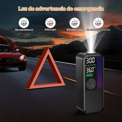 Vista 6 de WEOLULI Arrancador de batería de coche con compresor de aire 2000A 150PSI Negro