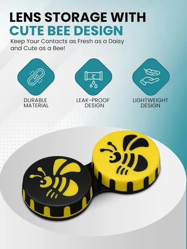 Vista 2 de SPORTS WORLD VISION Estuches de lentes de contacto divertidos de temporada Bee Cute Screw Top Almacenamiento de viaje Caja de lentes de contacto L/R