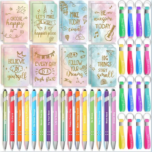 Vista 15 de PerKoop Juego de 48 piezas de regalos inspiradores, blocs de notas bíblicos de Jesús de 3 x 5 pulgadas, bolígrafos, llaveros a granel, mini
