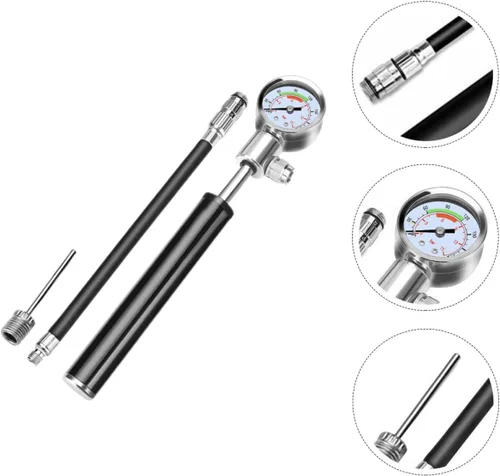 Vista 2 de Bomba portátil de alta presión para bicicletas de montaña y carretera, inflador de mano con adaptador de válvula estadounidense y francés, bomba