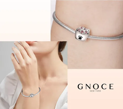 Vista 6 de GNOCE Abalorio de plata de ley 925 con forma de cuenco de comida para mascotas, se adapta a pulseracollar, regalo de joyería para mujeres, niñas
