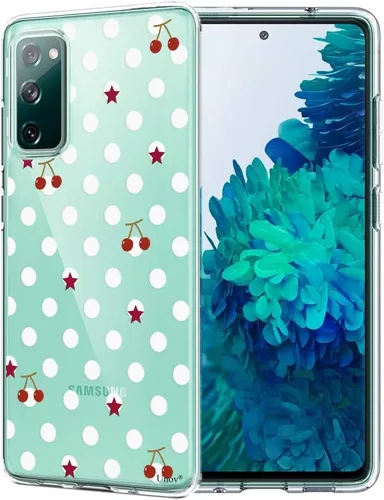 Vista 13 de Unov Funda para Galaxy S20 FE, transparente con diseño, ajuste delgado, buen agarre, funda de teléfono en relieve, cubierta protectora a prueba