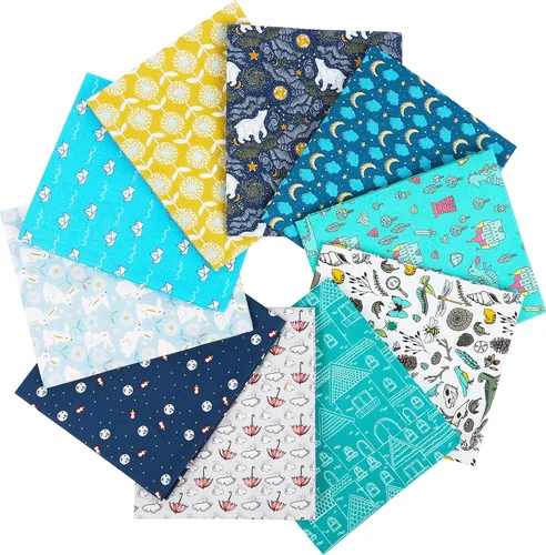 Vista 19 de Craftido -25 Opciones- Paquetes de Tela de Acolchado 100% Algodón 10pcs Fat Quarters 18"x21"-Peso Mediano 5.2 oz- Algodón Suave para Acolchado