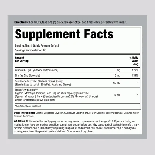 Vista 2 de Saw Palmetto Extract 160 mg 60 cápsulas blandas Para hombres