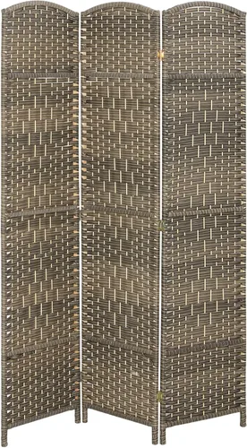 Vista 17 de HOMCOM Divisor de habitación de 3 paneles, pantalla de privacidad plegable de 6 pies de alto, partición de pared independiente tejida a mano