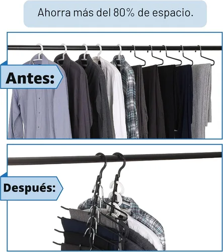 Vista 6 de Mr. Pen - Perchas de ahorro de espacio para ropa, 24 piezas, 5 ranuras, plástico Negro