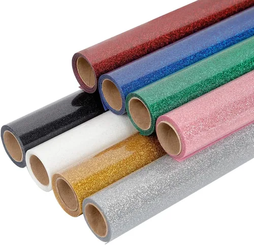 Vista 21 de FUNKAKA Paquete de vinilo HTV de transferencia de calor con purpurina, 12 rollos de vinilo para planchar de 12 pulgadas x 3 pies para camisetas, 12