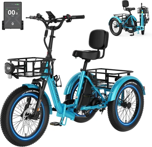 Vista 19 de MOONCOOL Electric Tricycle for Adults, 500W/750W Folding Electric Trike for Adults, 20"x3.0" Fat Tire 3 Wheel Electric Bike, Aluminum Frame
