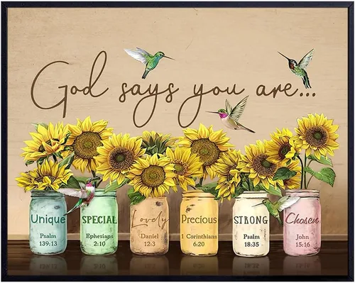 Vista 8 de Dios dice que eres arte de pared – Afirmaciones cristianas – Regalos de aliento religioso para mujeres – Inspirador, Salmos, versículos