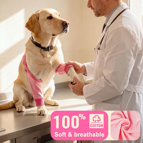 Vista 6 de Funda para patas de perro para patas delanteras, almohadillas protectoras Rosa