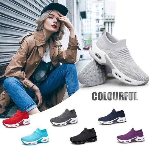 Vista 2 de YHOON - Zapatos deportivos para caminar para mujer, sin cordones, para enfermería, trabajo, con cámara de aire, de malla, informales, para correr
